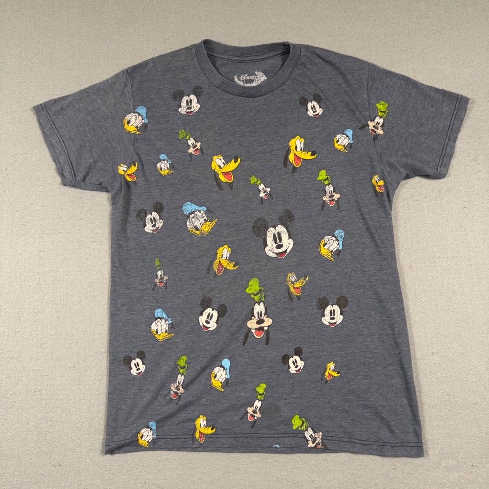 Disney Mickey Mouse Friends All Over Print T-Shirt Mens Small Blue Graphic Tee‎